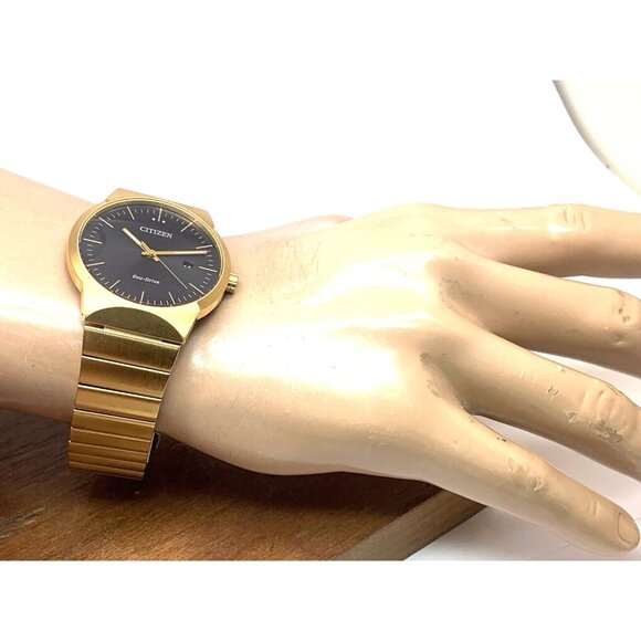 Citizen Men's Watch BM7582-56E Eco Drive Black Dial Gold Stainless Steel 40mm - Picture 5 of 15